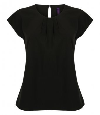 Ladies` Pleat Front Short Sleeve Blouse