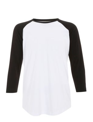 UNISEX  BASEBALL T-SHIRT- WHITE/BLACK - XS
