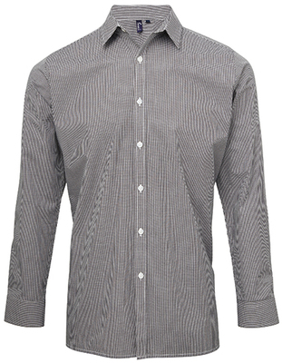 Mens Microcheck (Gingham) Long Sleeve Shirt