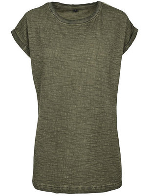 Ladies Spray Dye Extended Shoulder Tee