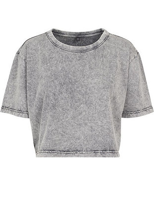 Ladies Acid Washed Cropped Tee