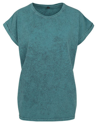 Ladies Acid Washed Extended Shoulder Tee