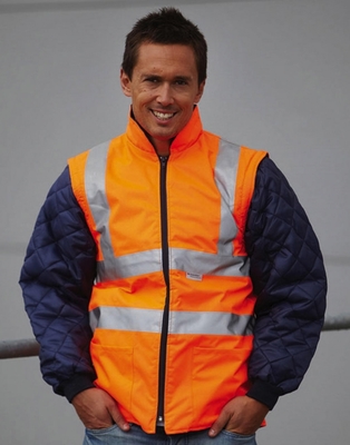 Hi-Vis Quilted Jacket with Zip-Off Sleeves