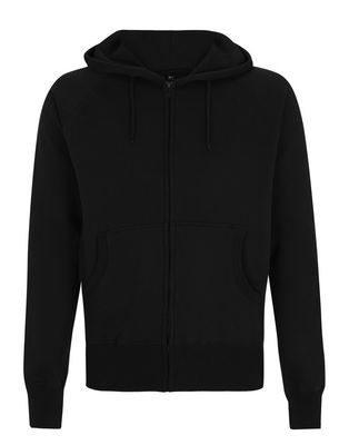 MENS ZIP THROUGH HOODED SWEAT BLACK - S