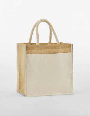Cotton Pocket Natural Starched Jute Midi Tote