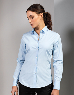 Ladies Stretch Fit Cotton Poplin Long Sleeve Shirt