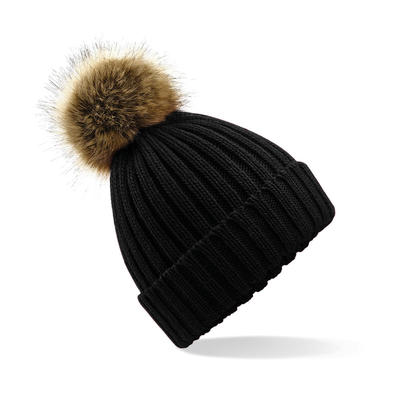 Fur Pom Pom Chunky Beanie