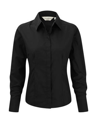 Ladies Long Sleeve PolyCotton Easy Care Fitted Poplin Shirt
