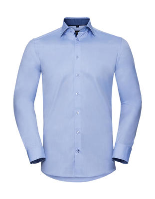 Tailored Contrast Herringbone Shirt LS