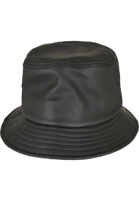 Imitation Leather Bucket Hat black one size