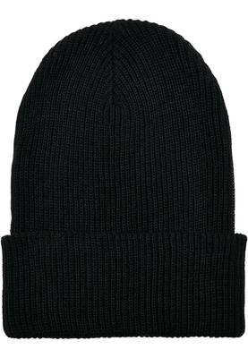 Recycled Yarn Ribbed Knit Beanie black one size