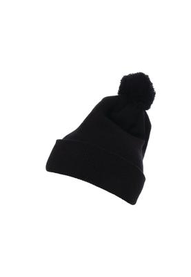 Cuffed Pom Pom Knit Beanie black one size