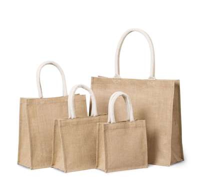 JUTE CANVAS TOTE SHOPPING BAG - MEDIUM