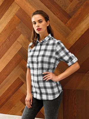 \"GINMILL\" CHECK -LADIES COTTON LONG SLEEVE SHIRT