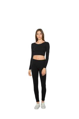 WOMEN'S COTTON SPANDEX LONG SLEEVE CROP TOP - MERCHYOU