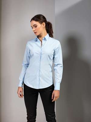 LADIES’ STRETCH FIT POPLIN LONG SLEEVE COTTON SHIRT