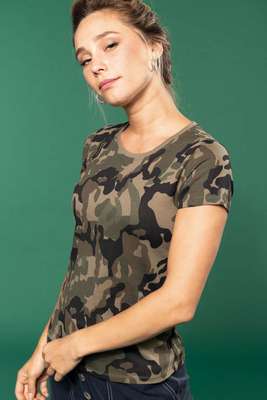 LADIES' SHORT-SLEEVED CAMO T-SHIRT