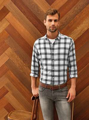 \"GINMILL\" CHECK - MENS COTTON LONG SLEEVE SHIRT