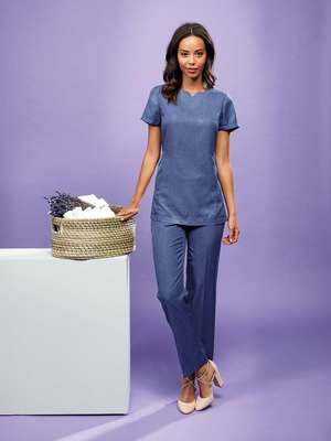 “VIOLA” LINEN-LOOK CUT NECK BEAUTY TUNIC