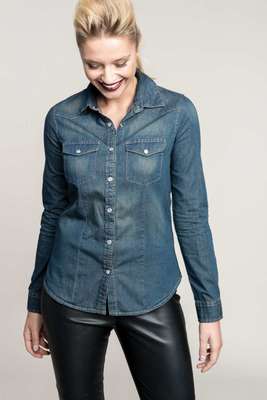 LADIES' LONG SLEEVE DENIM SHIRT
