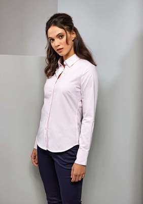 LADIES’ COTTON RICH OXFORD STRIPES SHIRT