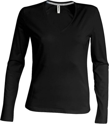 LADIES' LONG SLEEVE V-NECK T-SHIRT