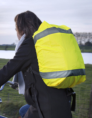 High visibility elasticated cover for backpacks