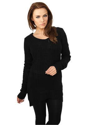 Ladies Long Wideneck Sweater black L