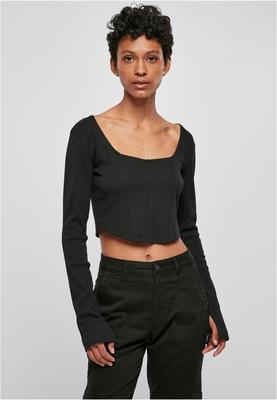 Ladies Short Rib Corsage Longsleeve black 3XL