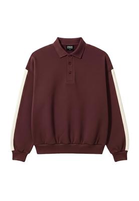 Oversized Piqué Longsleeve Polo cherry L