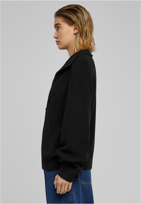 Ladies Knitted Zip Cardigan black 4XL