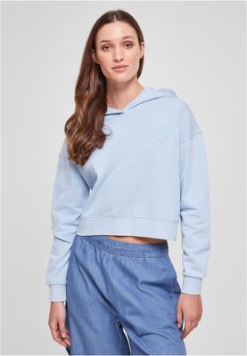 Ladies Short Flower Embroidery Terry Hoody balticblue XL