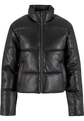 Ladies Synthetic Leather Puffer Jacket black 3XL