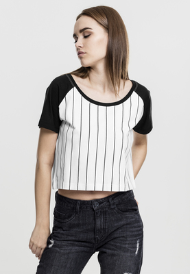 Ladies Cropped Baseball Tee wht/blk L