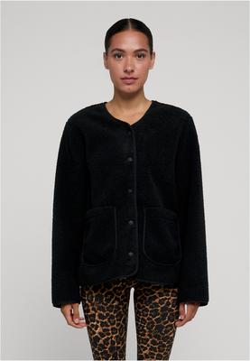 Ladies Buttoned Teddy Jacket black 3XL