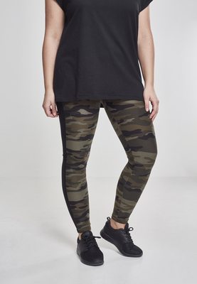 Ladies Camo Stripe Leggings woodcamo/blk L