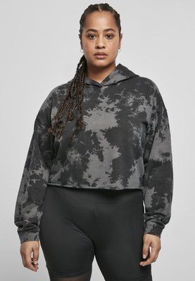 Ladies Oversized Short Bleached Hoody black/grey 3XL