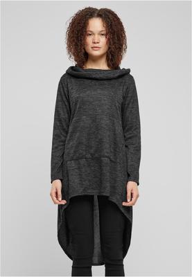 Cloud5ive Damen Kleid Turtle-Neck Hoodie Kleid Kapuze dark grey L