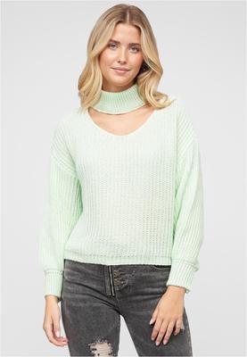 Pullover mit Stehrollkragen und V-Ausschnitt mint L