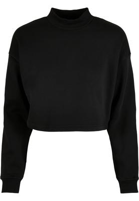 Ladies Cropped Oversized Sweat High Neck Crew black 3XL