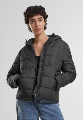 Ladies Short Puffer Jacket With Hood black 3XL