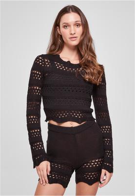 Ladies Cropped Crochet Knit Sweater softseagrass 4XL