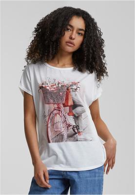 Cloud5ive Damen Viskose T-Shirt mit Fahrrad Print white L