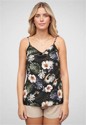 Viskose Träger Top mit Tropical Print black L