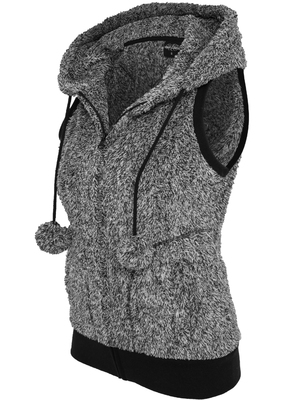 Ladies Melange Teddy Zip Vest blk/wht L