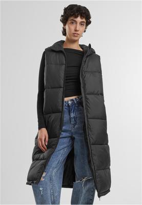 Ladies Long Hooded Puffer Vest black 3XL