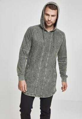 Terry Acid Washed Long Shaped Hoody olive L