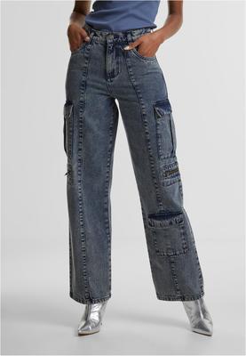 Ladies Loose Utility Denim Pants dirty washed 26