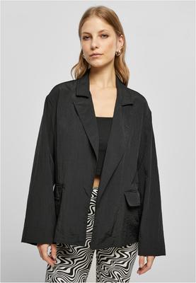 Ladies Oversized Crinkle Nylon Blazer black 3XL