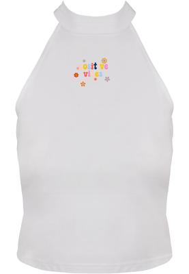 Positive Vibes Turtleneck Short Top white L